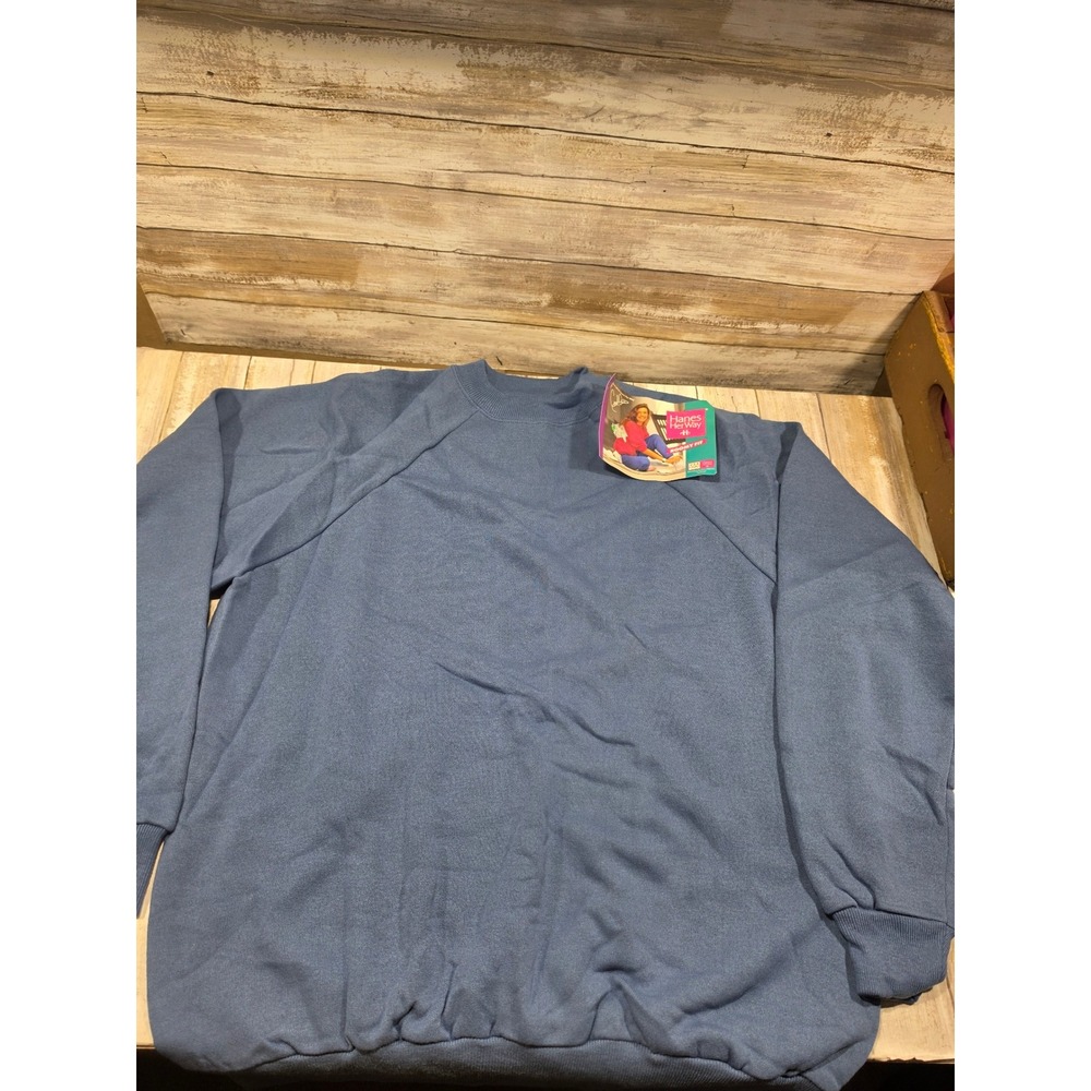 Vintage Hanes Her Way Sweatshirt Denim Blue Roomy Fit 8167 Large NWT 90s